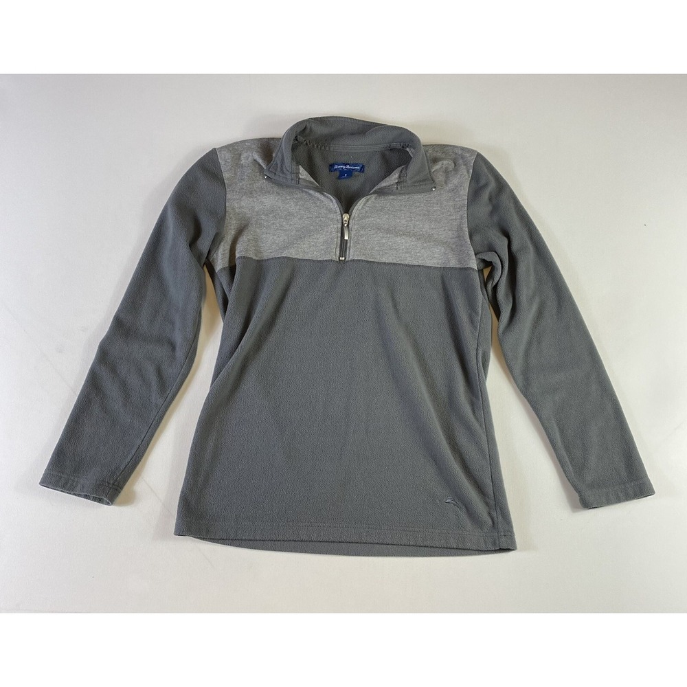 Tommy Bahama Sweatshirt‎ Womens Small 1/4 Zip Fleece Pullover Sweater Gray